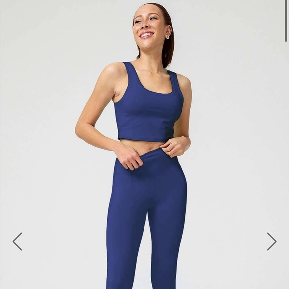 BNWT Terez TLC Crop Top in Heather Navy Blue Size L - Picture 1 of 5